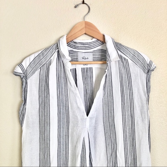 RAILS Adrienne Striped White Split Neck Dress - Picture 2 of 9